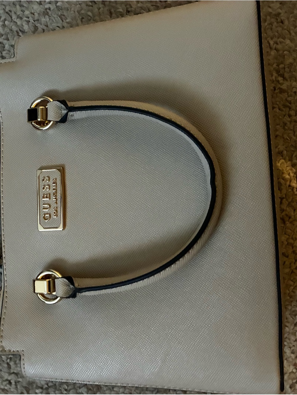GUESS Cream Tote with Gold Hardware